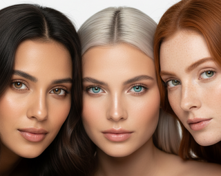 Trois femmes avec brune yeux noisette clairs